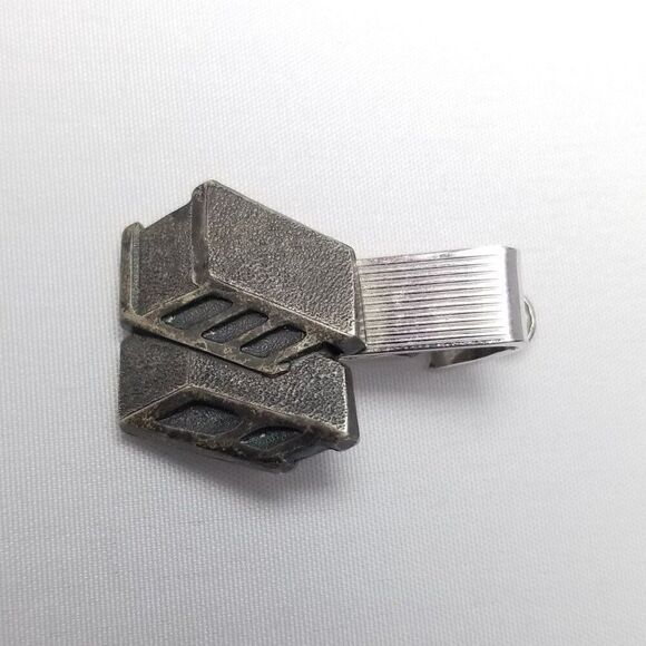 Vintage Anson Sterling Silver Concrete Building Block Tie Clip Bar, Estate - Picture 2 of 7